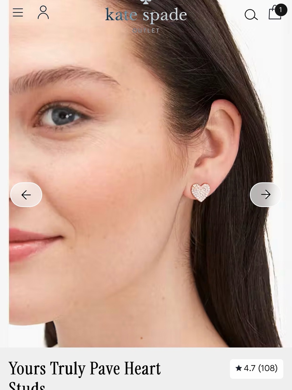 kate spade New York Gold Pave Heart Stud Earrings - Rose Gold - Cubic Zirconia